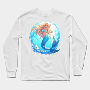 Mystical Allure: Beautiful Manga Mermaid Odyssey Long Sleeve T-Shirt